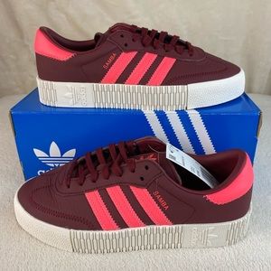 adidas Samba Burgundy and Pink Athletic Shoes